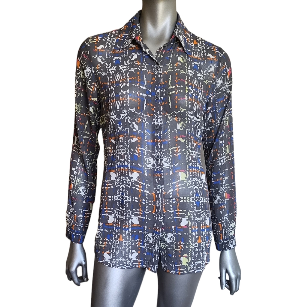 312. CAbi #129 Gray Blouse - Size Small